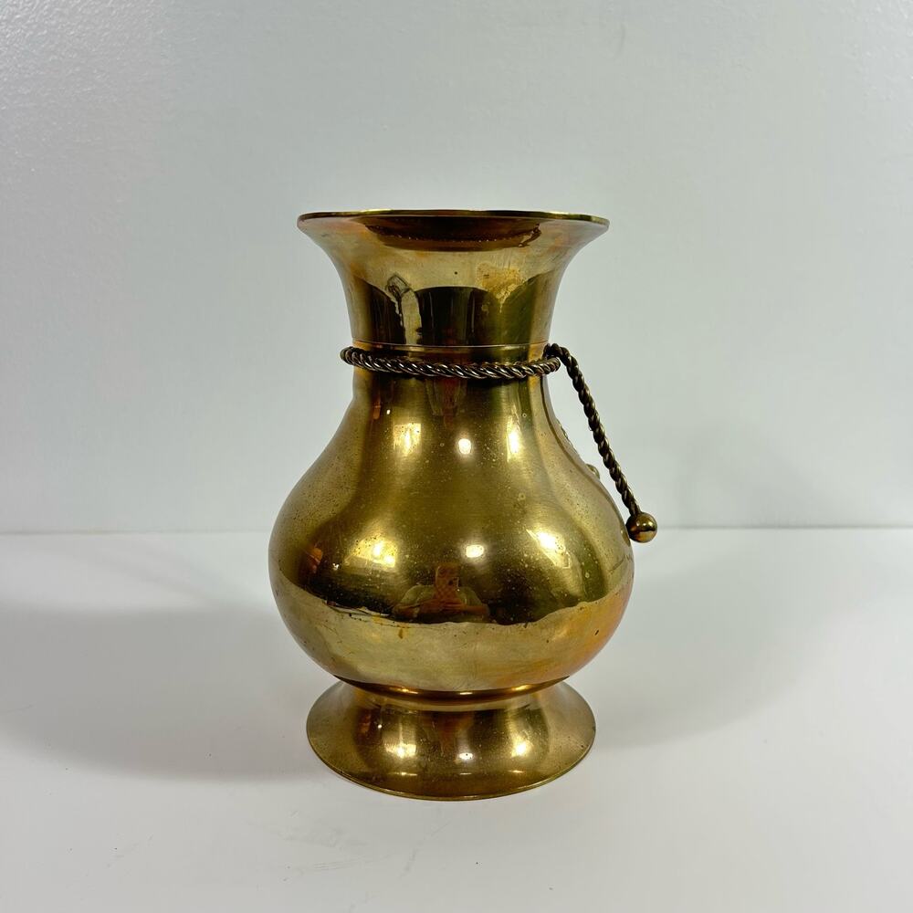 Vintage Brass Pitcher Rope Handle Made in India - Picture 4 of 7